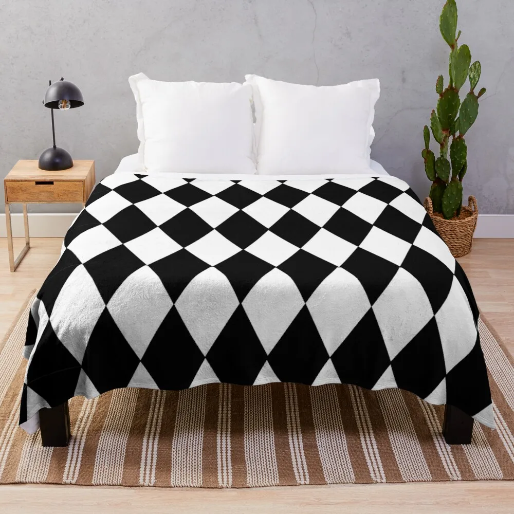 Black and white diamond pattern Throw Blanket Cute Blanket Plaid Beach Blanket