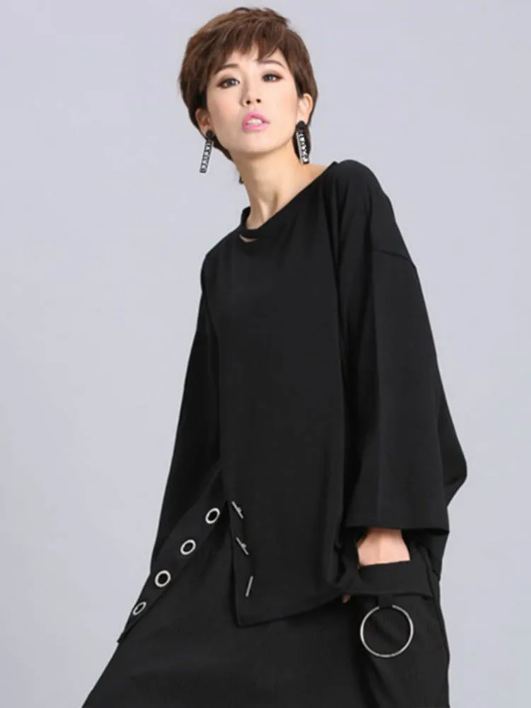 Max LuLu 2022 Autumn Luxury Style Tops Korean Fashion Designer Ladies Loose T Shirts Womens Oversized Black Clothes Casual Tees