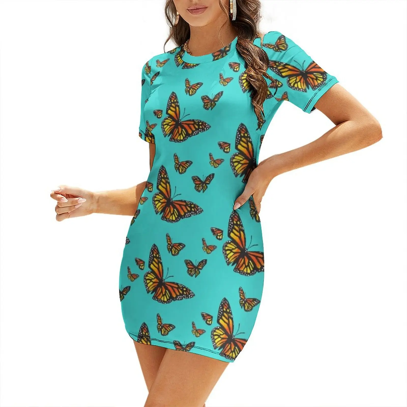 

Monarch Migration Short-Sleeved Dress Woman's evening dress sexy short dresses daring