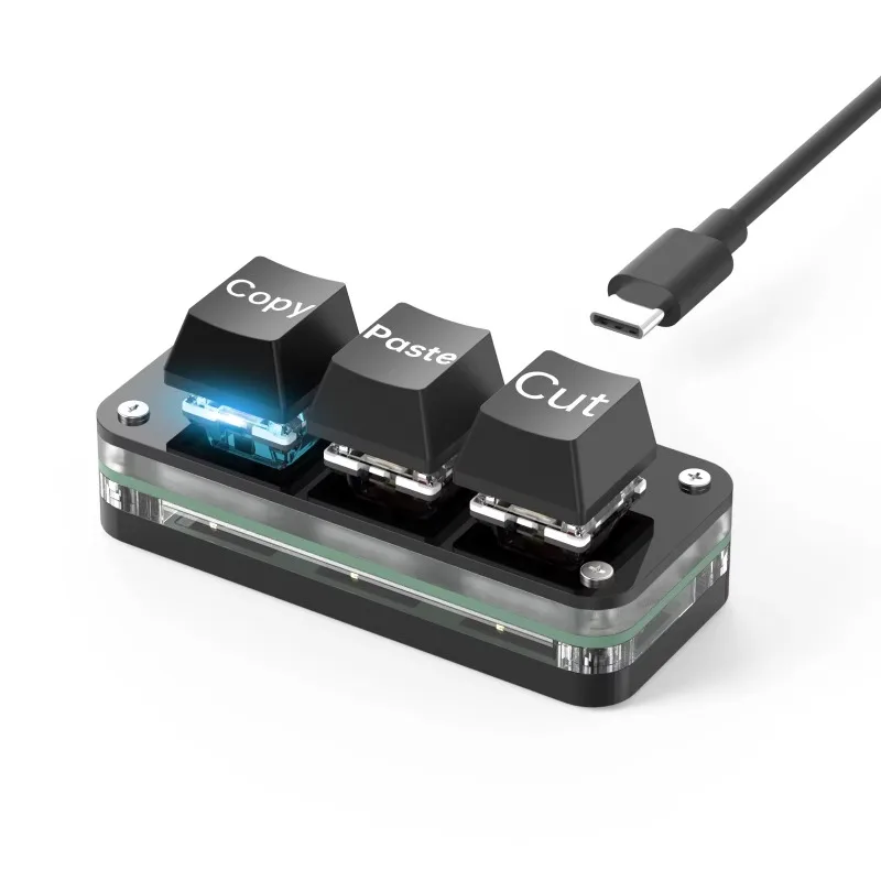 USB-C Customized Keyboard Mini Copy Paste 2 3 Keys with RGB Light Multimedia Knob Mechanical Hot Swap Programmable Macro Keypads