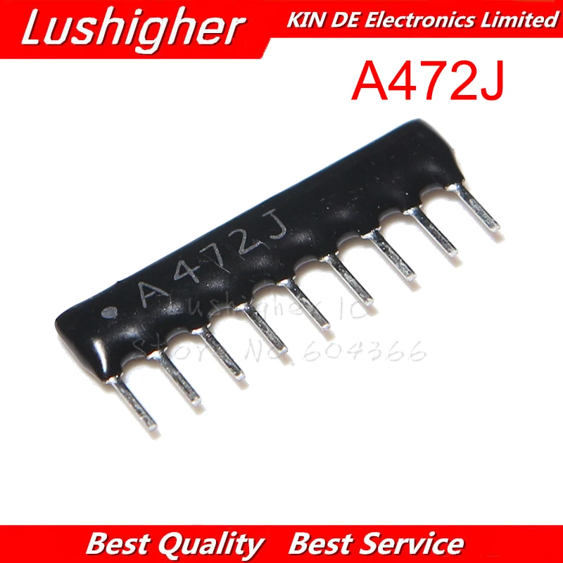 10PCS 9pin Resistor Network Array A09-472JP 4.7K Ohm A472J 2.54MM 472G 9feet