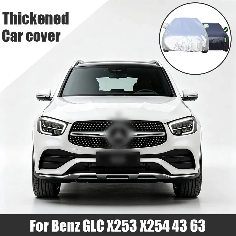 

For Mercedes Benz GLC X253 X254 43 63 Full Car Cover Side Zipper Design Waterproof Dustproof Sun Protection Outdoor Vehicle Cove