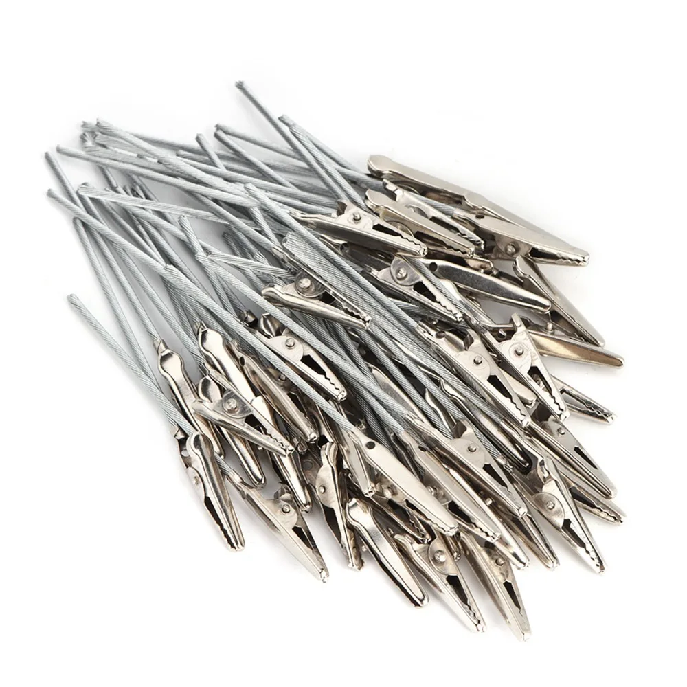 50 Pcs 4 Inch Wire Alligator Clips Long-Tailed Metal Iron Card Holder Clips Alligator Clamp Photo Memo Clips Card Making
