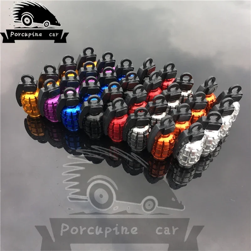 4 Pcs Universal Aluminum Grenade Design Tire Valve Wheel Car Caps Tire Bicycle Air Valve Cover for skoda honda toyota BMW FORD