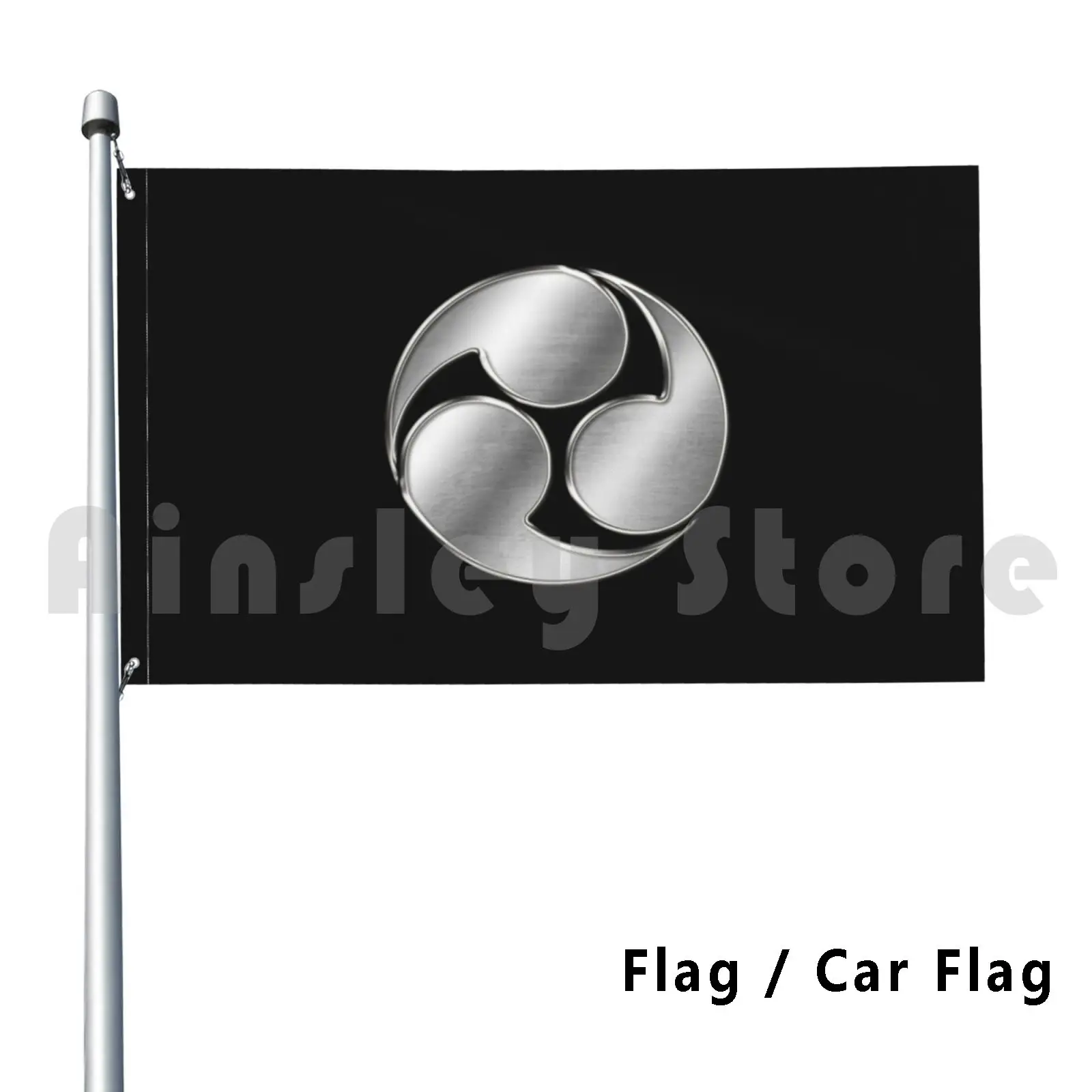 Flag Car Flag Kobayakawa Clan Kamon Silver Chrome Hat Kobayakawa Tomoe Domoe Japan Kamon