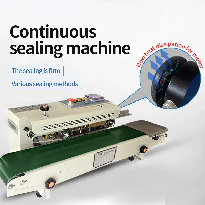 Automatic Continuous Sealing Machine, Food Sealer, Plastic Bag Packing, Wrapping Machine, Printable Date, Heat Sealing Machine,