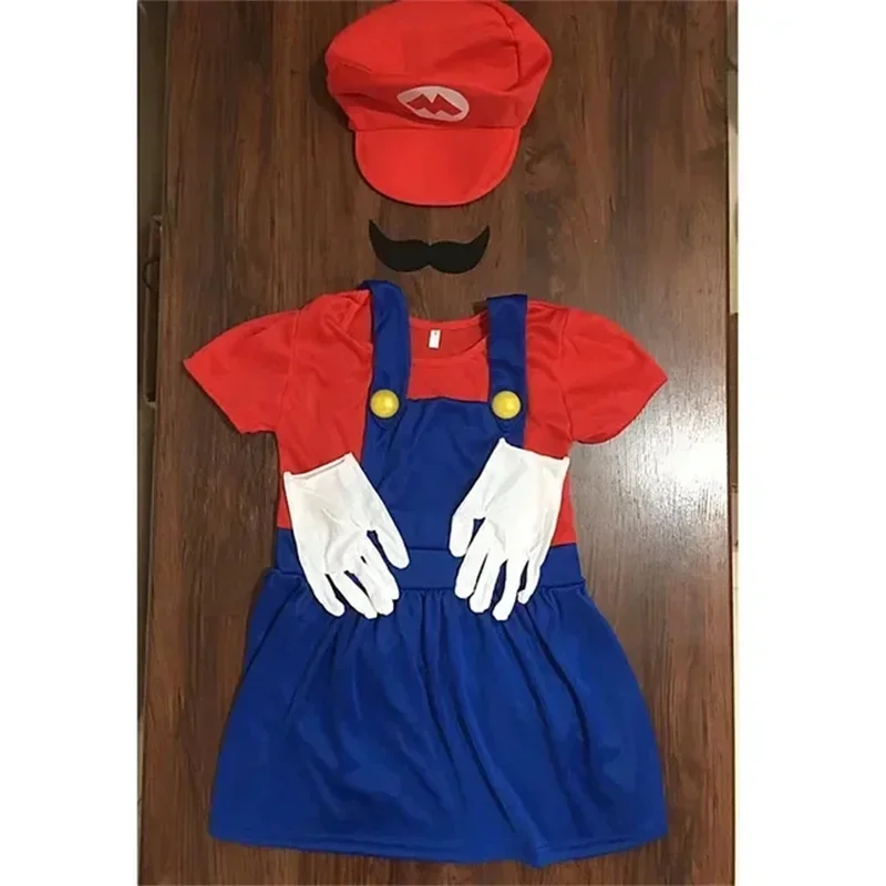 ZA01 ゲームボーイズ配管工ブラザーズコスプレ衣装面白いハロウィーンカーニバル衣装子供大人ファンシージャンプスーツ帽子付き Mustach1Lm@