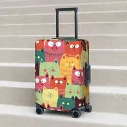 Cute Cats Colorful Christmas Gift Suitcase Cover Seamless Pattern Business Vacation Practical Luggage Accesories Protection