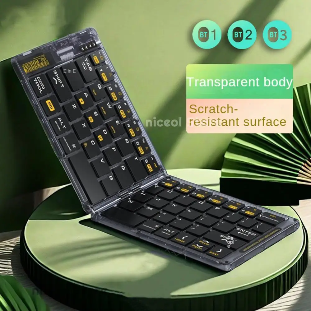

Portable Ultra Slim Travel Keyboard Rechargeable Quiet Triple Device BT Keyboard Long Battery Life for Laptop Tablet Phone