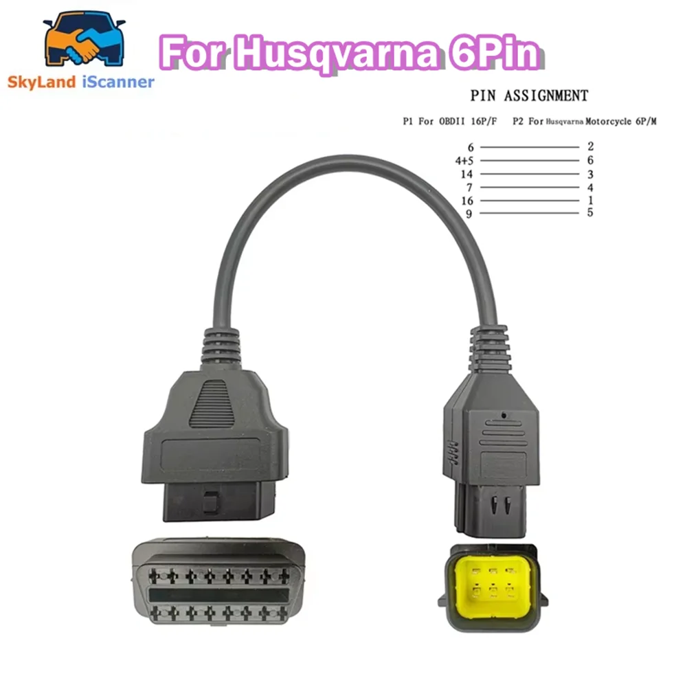 

Лучшее качество мотоциклетного кабеля для Husqvarna 6-контактный диагностический кабель OBD2 16-контактный мотоциклетный кабель провода OBD2 удлинительный кабель на 6-контактный