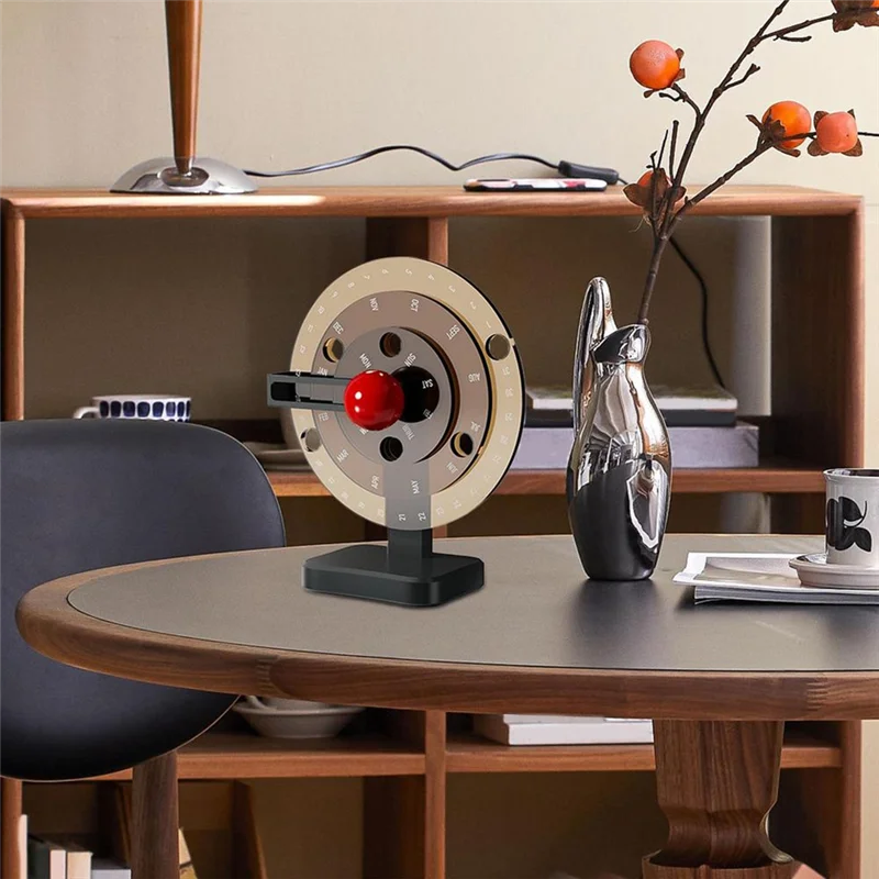 NEW-Calendar Acrylic Disc Decor Tabletop Calendar Novelty Simple Manual Rotating Calendar Desktop Decorative