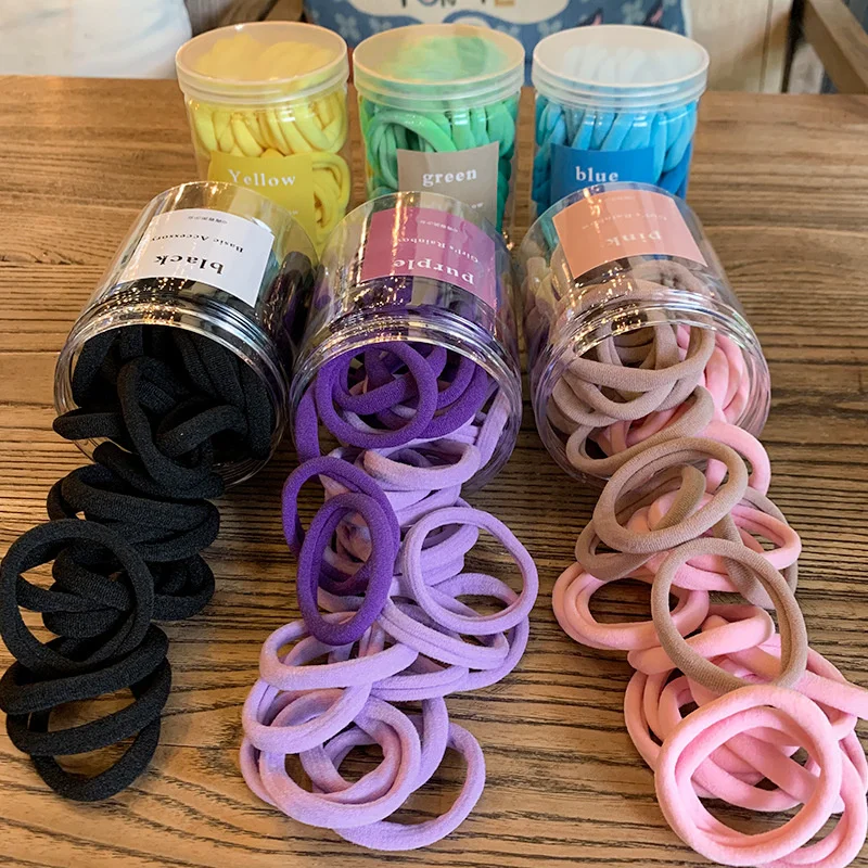 

50pcs/lot Girl Hairband Colorful Children Headband Small Elastic Hair Bands Scrunchy Baby Rubber Band Nylon Hair Accessories Kid