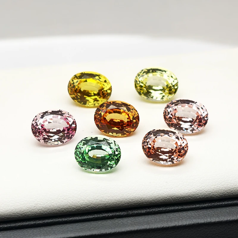 Lab Grown Colored Corundum Oval Cut Loose Gemstones 5x7mm-10x12mm Assorted Colors for Jewelry Making