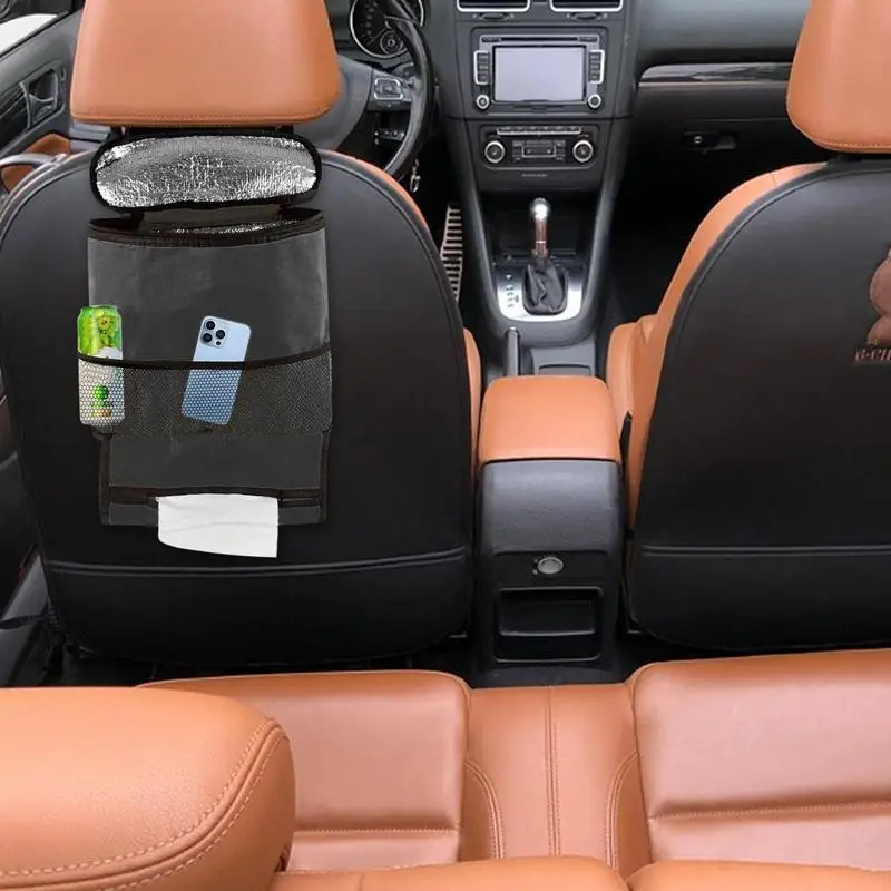 Car Seat Back Hanging Bag Multipurpose Vehicle Storage Bag With Insulating Layer Space Saving Travel Accessory For car Backseat