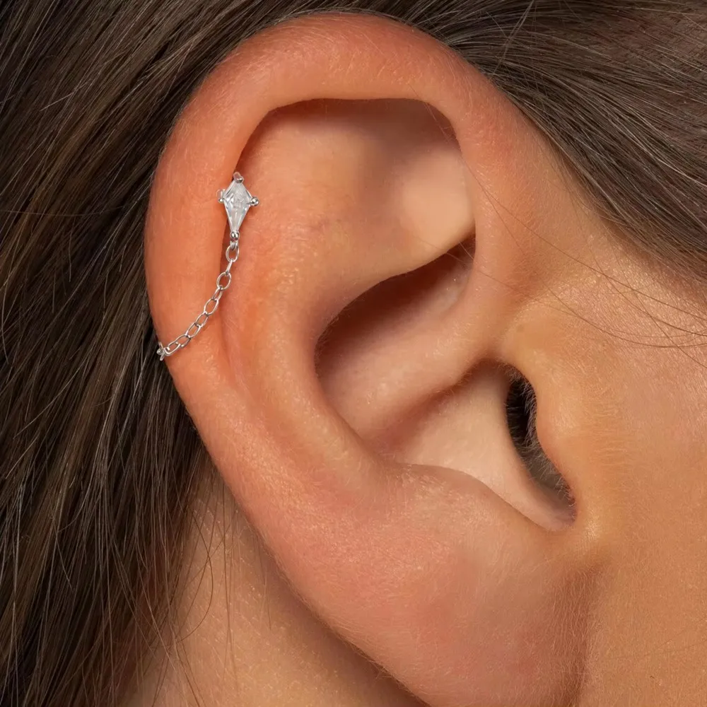 AIDE 925 Sterling Silber Pferdeaugen Doppelschichtige Quaste für Damen, flacher Rücken, Knorpelpiercing, Ohrknochen-Ohrringe, edler Schmuck – Detail 28