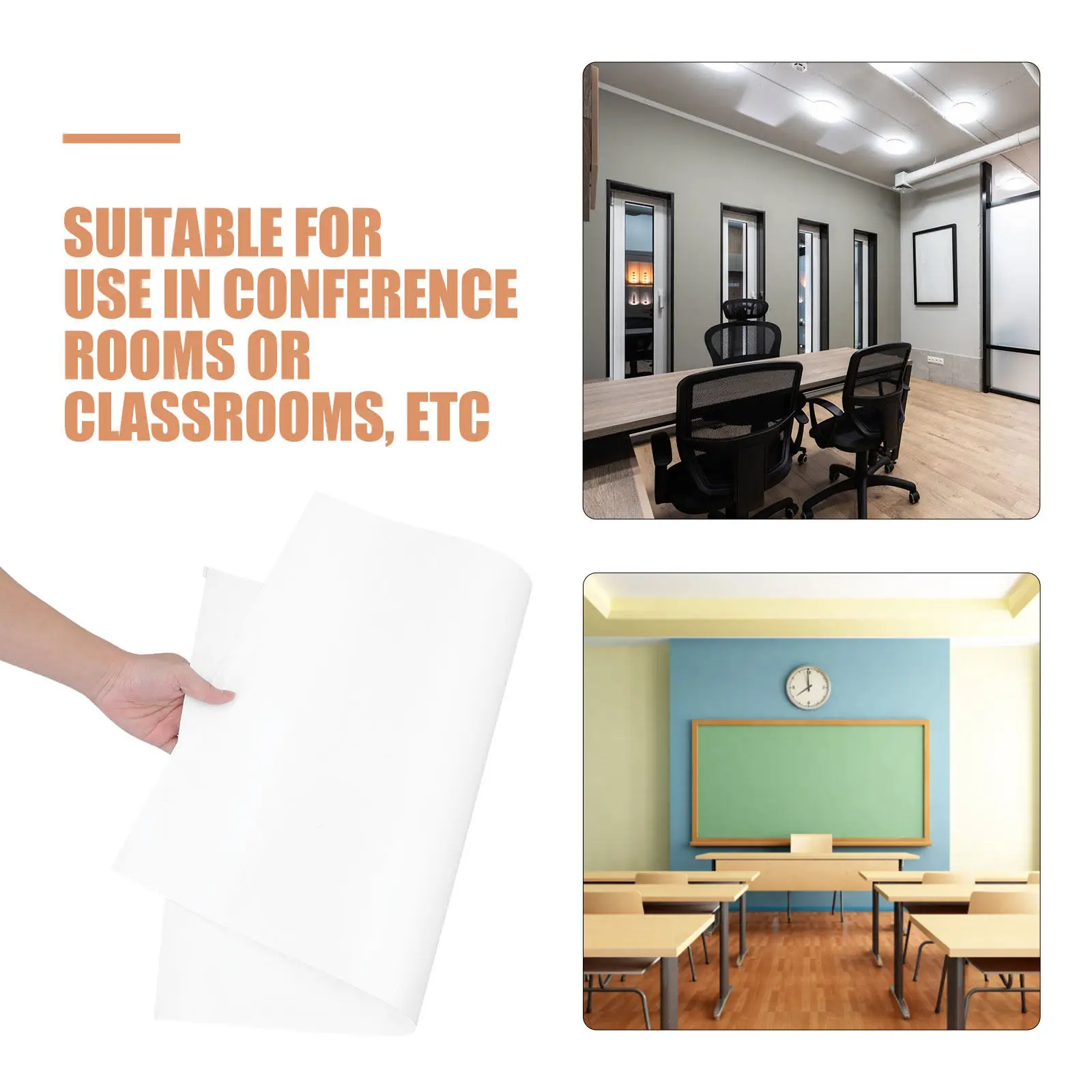 2Pcs Peel and Stick Whiteboard Self Adhesive Dry Erase Wall Sticker Removable Writing Surface Office Classroom Home Use