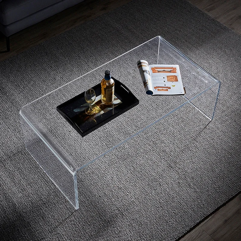 Acrylic Transparent Tea Table, Living Room Side Desk, Small Apartment Corner Table, Nordic Square-Shaped Desk, Minimalist Design