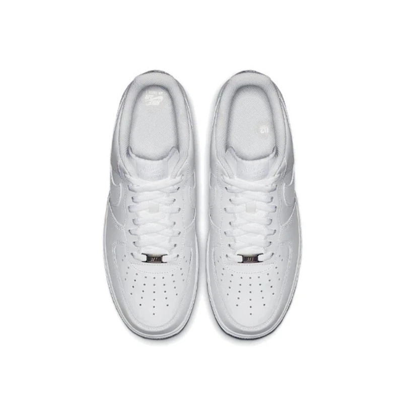 Nike Air Force 1 07รองเท้าสเก็ตบอร์ดสำหรับผู้ชายผู้หญิง, รองเท้าผ้าใบสำหรับวิ่ง Af1หนังแท้สีดำสีขาวไม่ลื่นสวมใส่สบาย