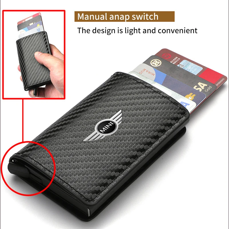 

Car Accessories Carbon Fibre Credit Card Holder Men Wallet Storage Purse For MINI Cooper One JCW Coupe R56 R53 R52 R50 R55 R57