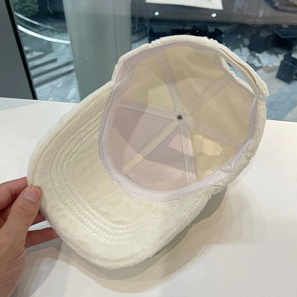 New M Versatile Baseball Cap Blended Caps Brand Female Autumn And Winter All Match Plush Hat Suitable For Face Big Baseball Caps image 4