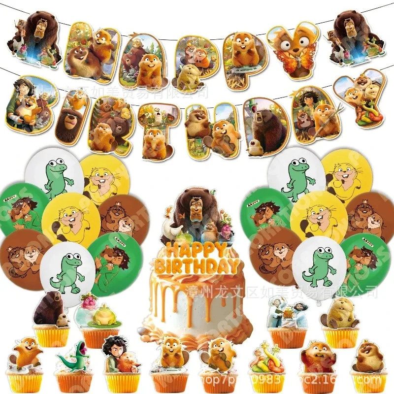 The Beavers Plan Birthday Party Decorations Set Banner Latex Balloon Cake Topper Cupcake Toppers Birthday Party Supplies