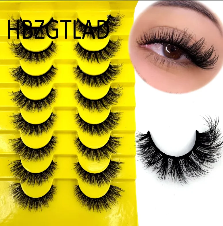 HBZGTLAD 8 pairs of fluffy and soft natural short mink false eyelashes classic and thick reusable makeup false eyelashes