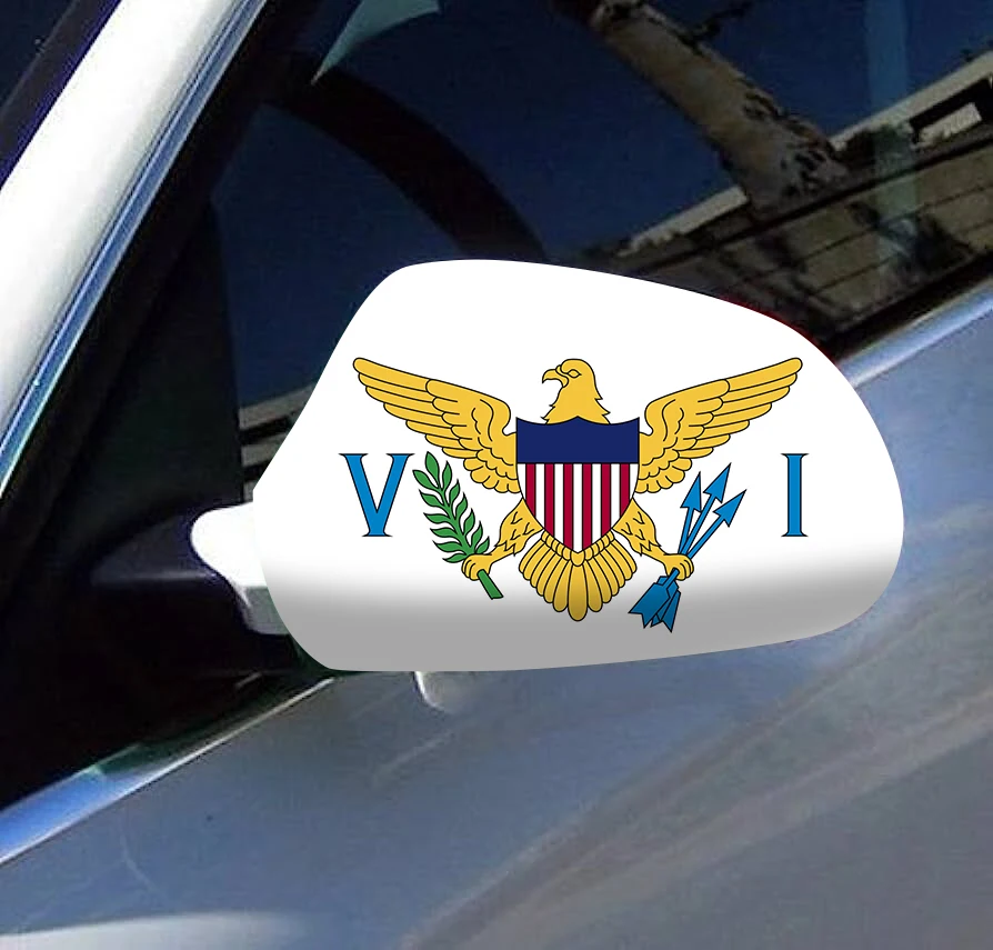 Directly Delivery 2 Pcs Free Size Four-way stretch fabric Virgin Islands Flags Car Mirror Cover