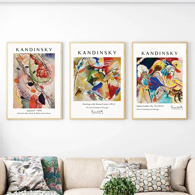 Wassily Kandinsky Famous Poster Vintage Exhibition Museum Canvas Print Abstract Painting Wall Picture for Living Room Home Decor