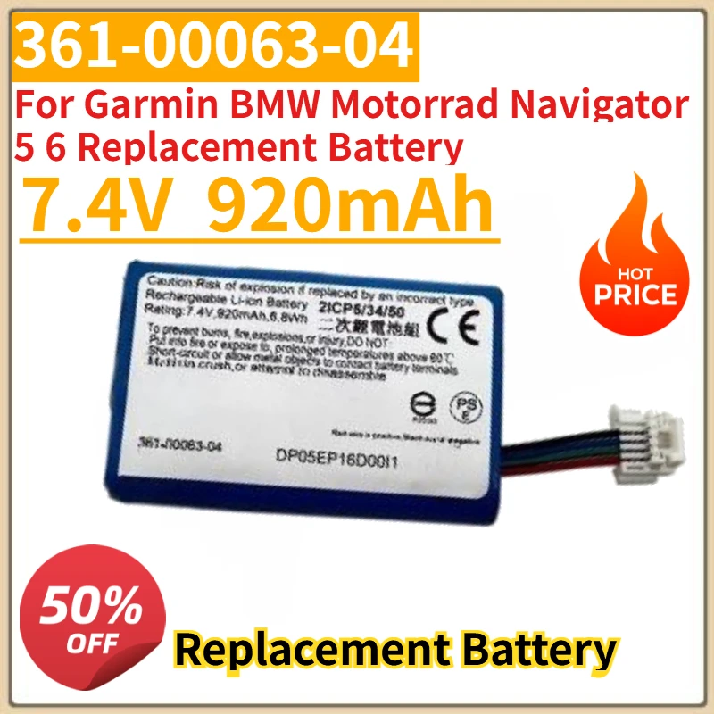 

New 361-00063-04 7.4V 920mAh Replacement Navigator Battery for Garmin BMW Motorrad Navigator 5 6 Replacement Battery