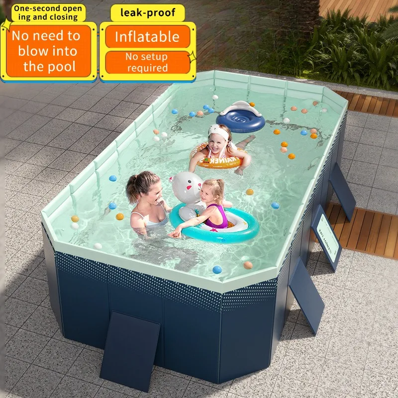 Piscina inflable y sin instalación con bañera plegable gruesa y resistente al desgaste.