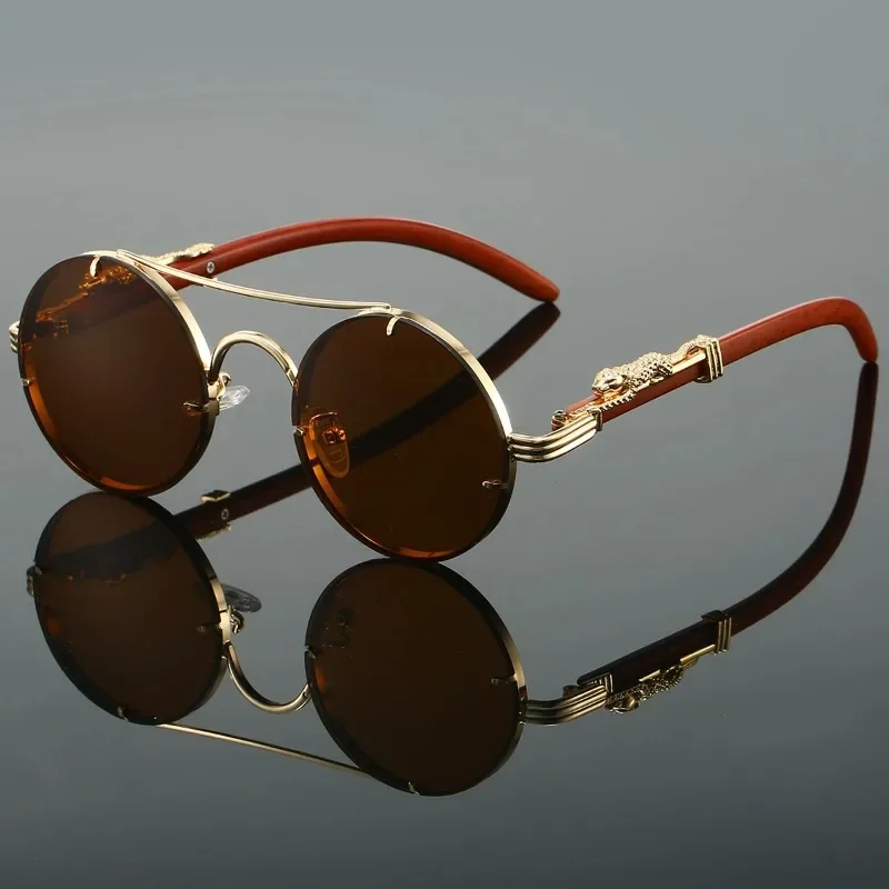 Vintage Round Outdoor Activities Sunglasses Men Fashion Double Bridge Classic Shades Women Retro Brand Luxury Design Sun Glasses - view 4
