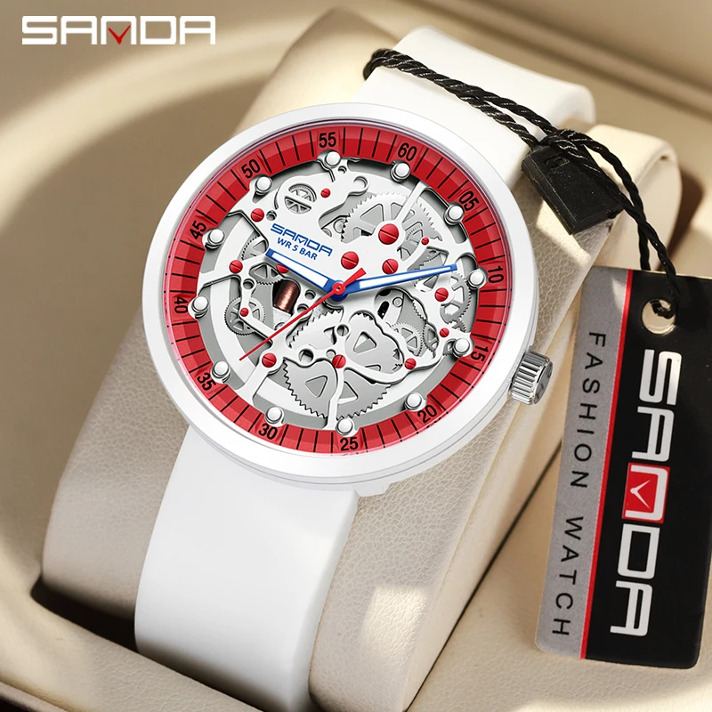 

SANDA 3215 New Design Latest Fashion Reloj For Men Soft Silicone Strap 50M Waterproof With Japanese Quartz Movement WristWatches