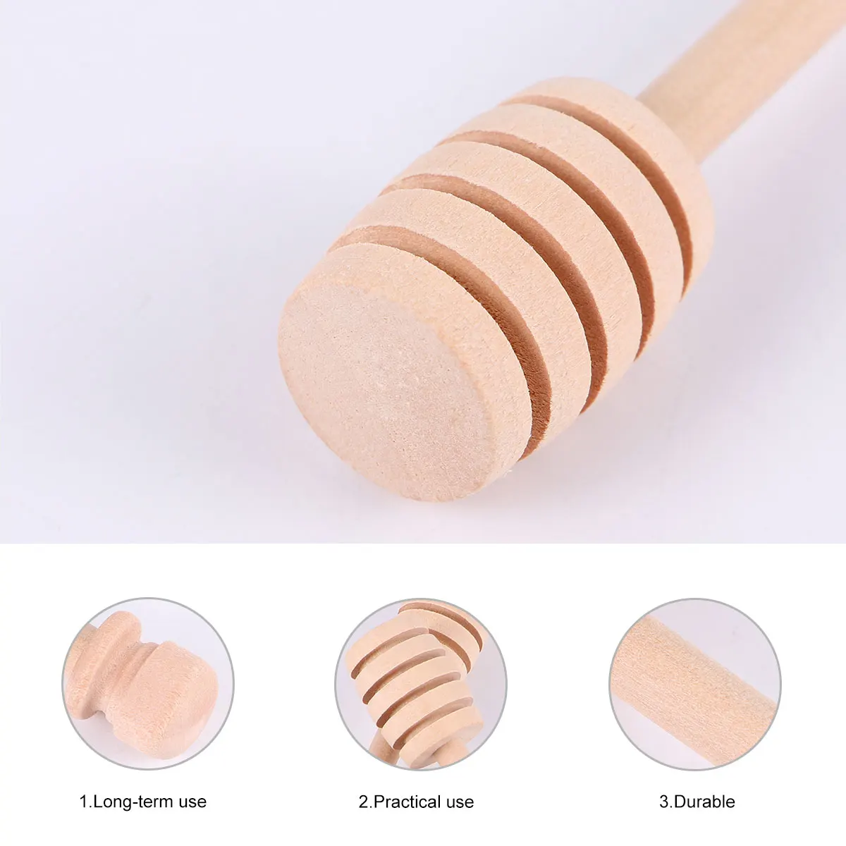 

8pcs Wooden Honey Dippers Stirring Sticks Premium Wood Large Syrup Kitchen Coffee Spoon Blender Gifts