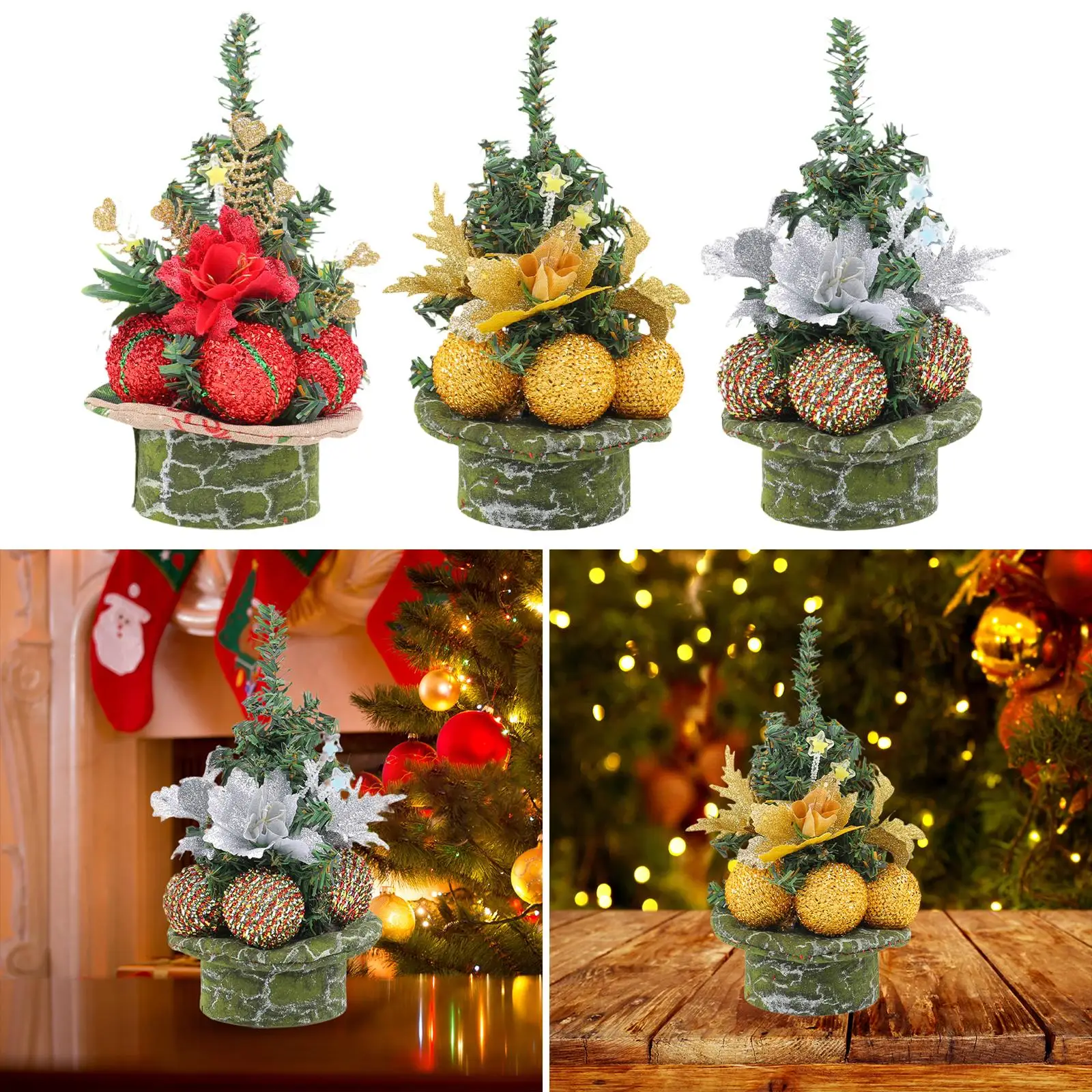 Artificial Tabletop Christmas Tree Bedroom Fireplace Holiday Mini Xmas Tree