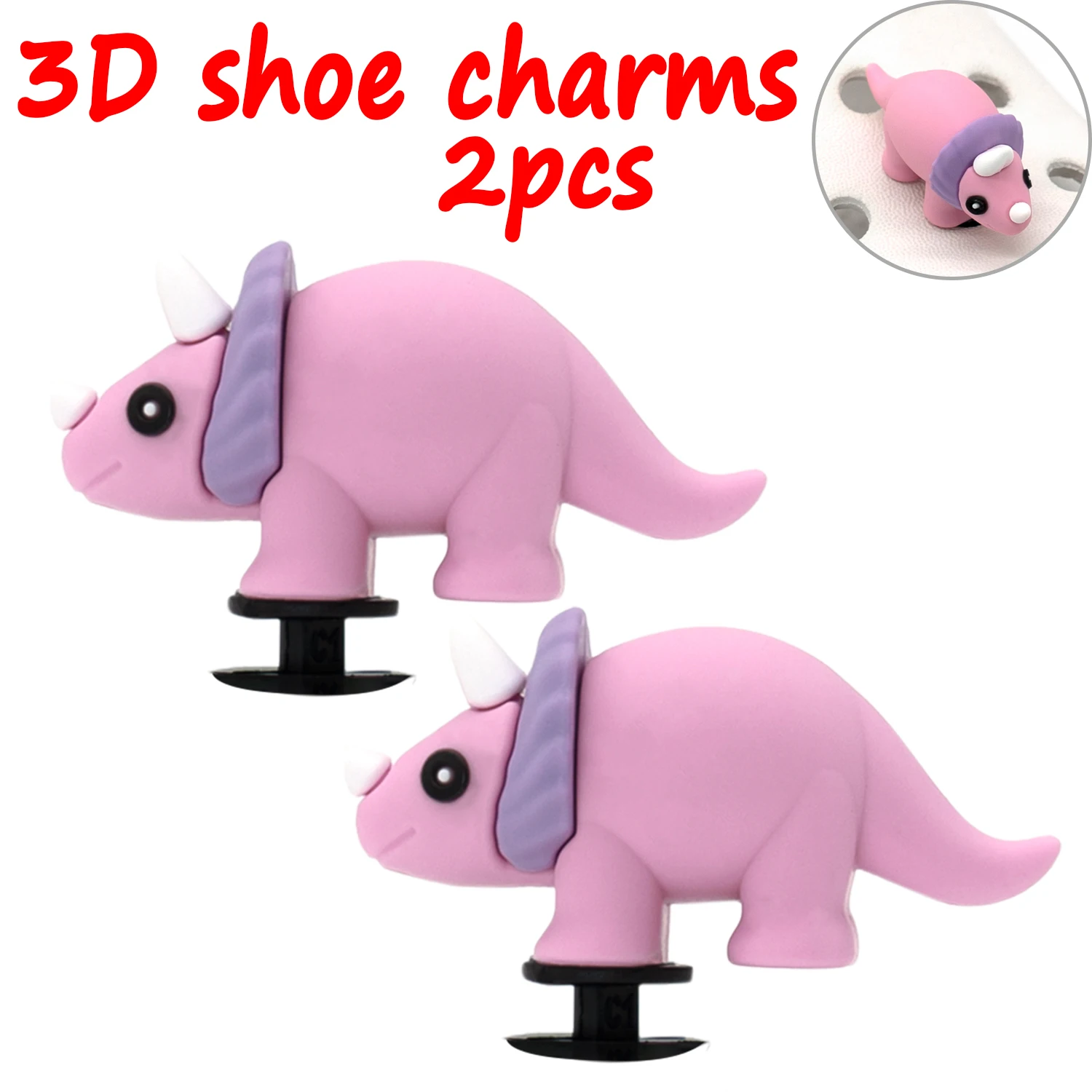 2 Stück 3D niedliche Tier-Schuhanhänger, Ente, Biene, Dinosaurier, Hund, Schuhdekorationen, Panda, Kuh, Anstecknadeln für Mädchen, Jungen, Kinder, Geschenke, Clog-Schnalle – Detail 18