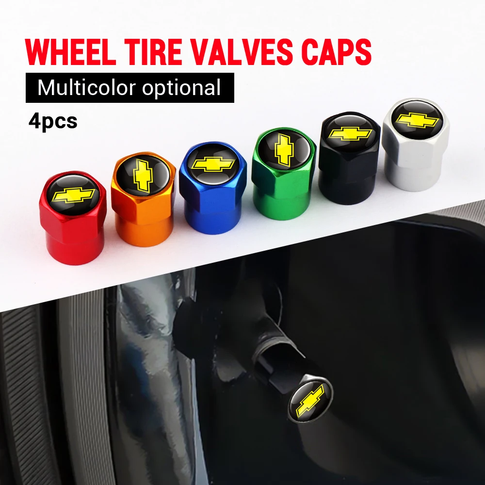 4Pcs Car Metal Alloy Tire Valve Dust Caps Protection Cover Accessories For Chevrolet Spark Cruze Onix Sail Aveo Cobalt Epica S10