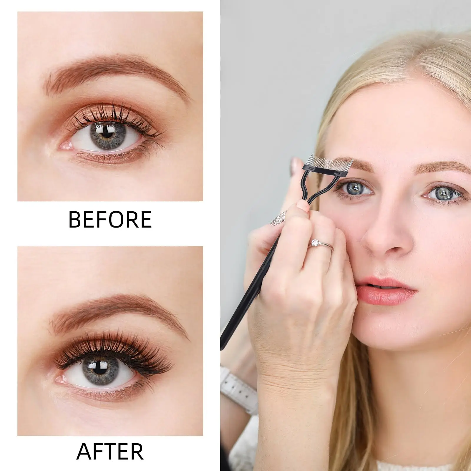 1 szt. Separator do rzęs Szczoteczki do tuszu do rzęs Grzebień do rzęs Separator Definer Grzebień do rzęs do rozczesywania i oddzielania rzęs - Czarny