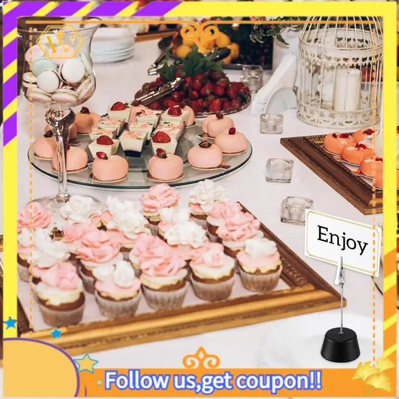 Latest-24 Pcs Place Card Holder Photo Memo Clips With Clamp Wooden Base Table Number Holder, For Menu Wedding Party Decoration
