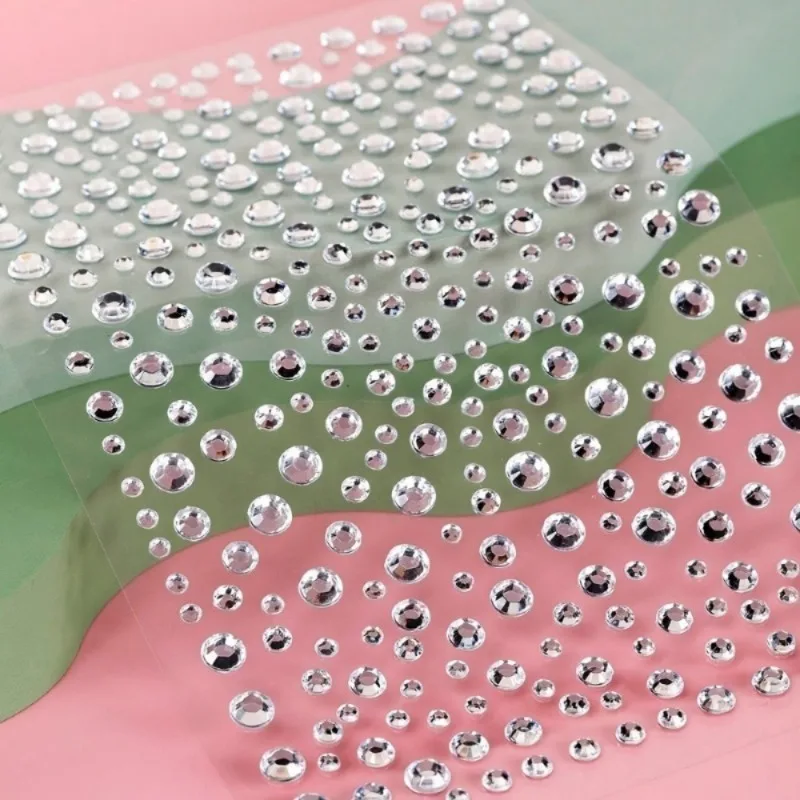 4 Blatt Strass-Aufkleber, Kunstperlen, selbstklebende Gesichtsjuwelen, Stick, Make-up, Gesichtshaar, Körperdekoration, Strass-Charms
