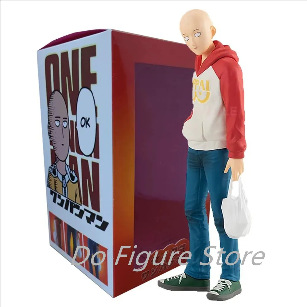 

18cm One Punch Man Anime Figure Saitama OPPAI Hoodie Action Figure Collection Model Doll Toys