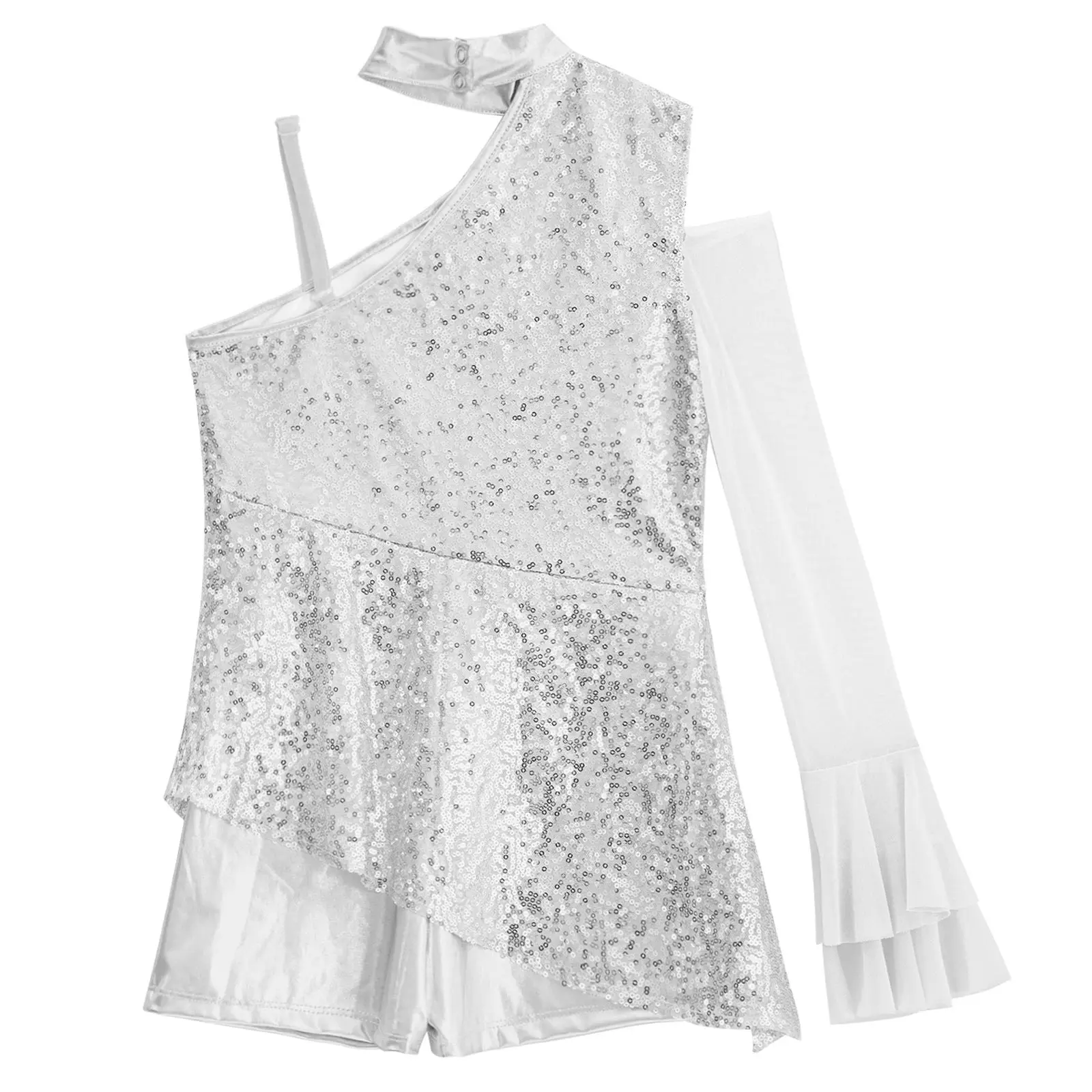 ユニタード キッズ ガールズ スパンコール ラテン ジャズ ダンス レオタード ストリートウェア 社交ダンス タンゴ パフォーマンス ダンス衣装 キラキラ ボディスーツ