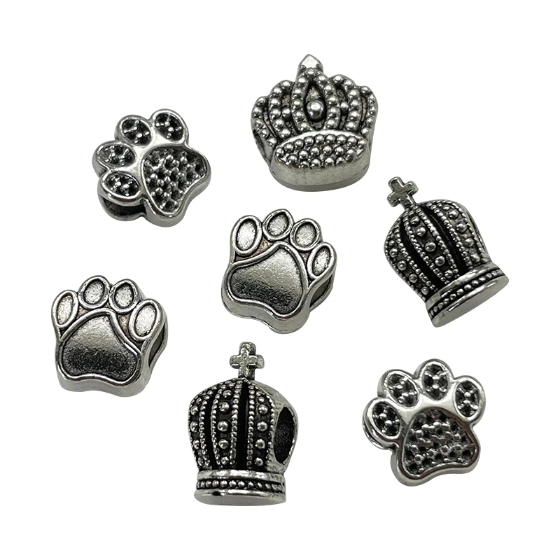 Crown Dog Paw Big Hole Retro European Bead Charm Original Sliders Bracelet Necklace DIY Jewelry Making Women's Accessories Find