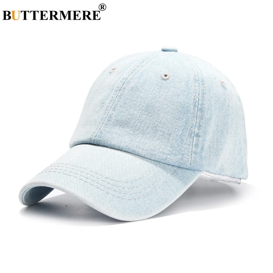 BUTTERMERE Denim Baseball Cap For Men Blue Casual Dad Hats Women Adjustable Jeans Vintage Autumn Solid Uv Sun Caps Male 2024