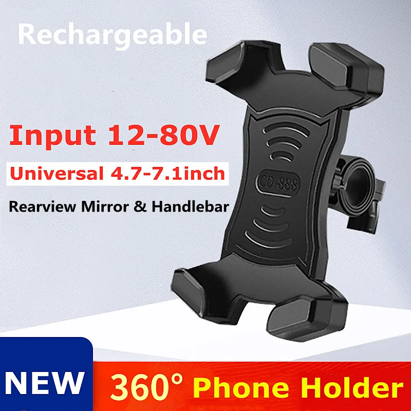 

Motorcycle Mobile Phone Holder Universal Stand With Rechargeable Electric Bicycle Vehicle Navigation Rearview Mirror Stander