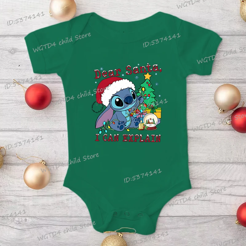 طفلة صبي بذلة لطيف غرزة عزيزي سانتا يمكنني شرح طباعة رومبير عيد ميلاد سعيد شجرة ضوء Kawaii الكرتون الملابس