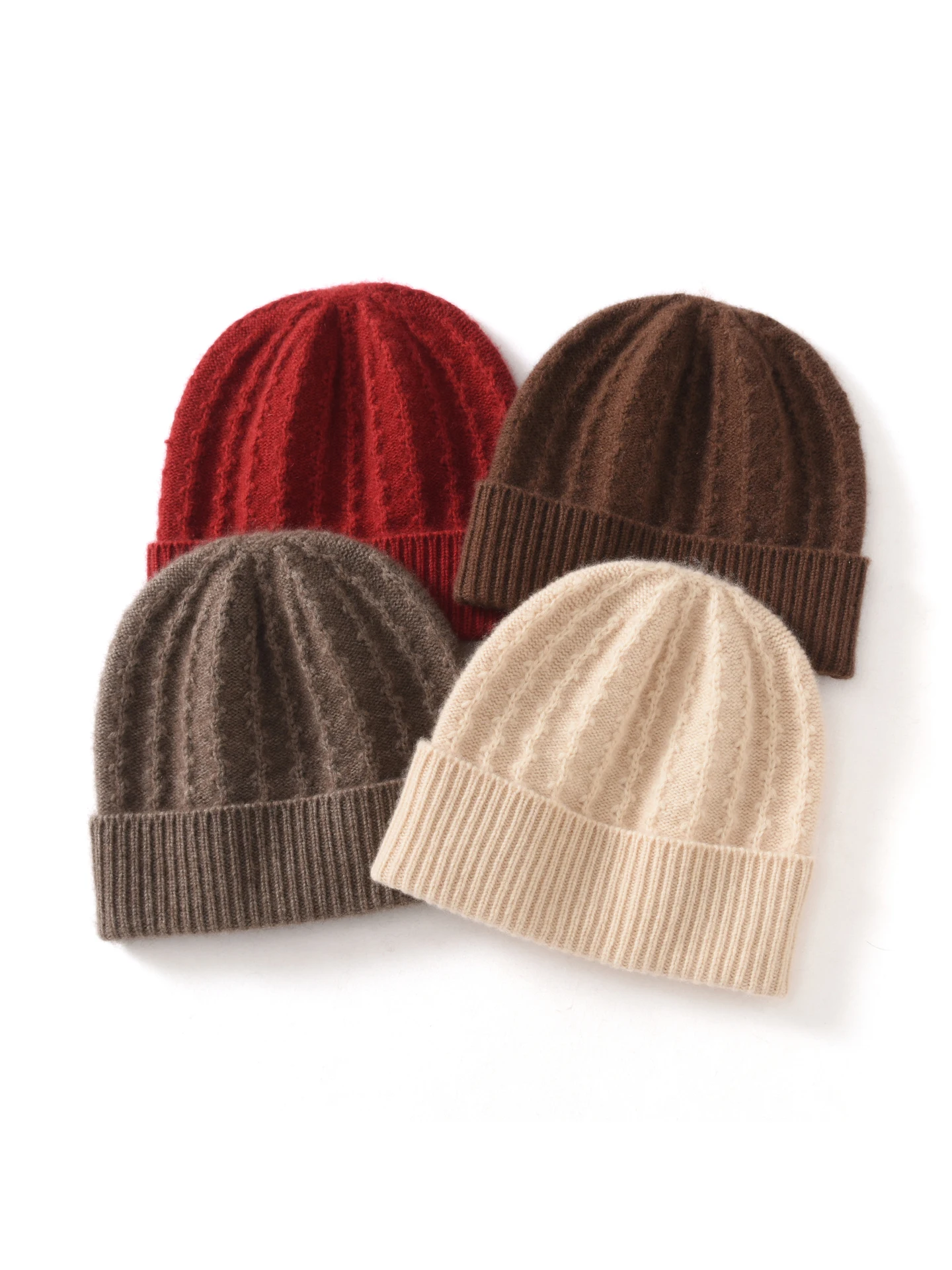 thickened-cashmere-knitted-hat-women's-winter-warm-twill-pattern-cuff-versatile-cold-proof-ear-protection-simple-design