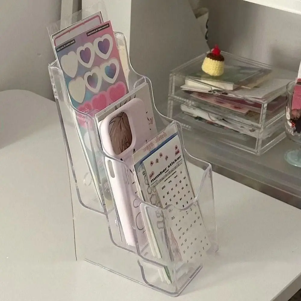 Acrílico Card Storage Holder, Display Rack, Desktop Basket, Photo Card Collection Organizer, 1, 2, 3 Camadas, Photocard Adesivos, 1pc