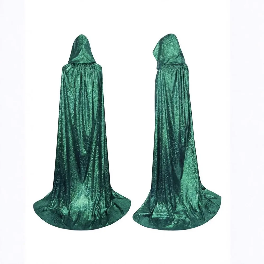 عباءة بغطاء للرأس أوروبية من القرون الوسطى للهالوين كيب كوسبلاي لعب الأدوار للبالغين شال قاتم لامع #5