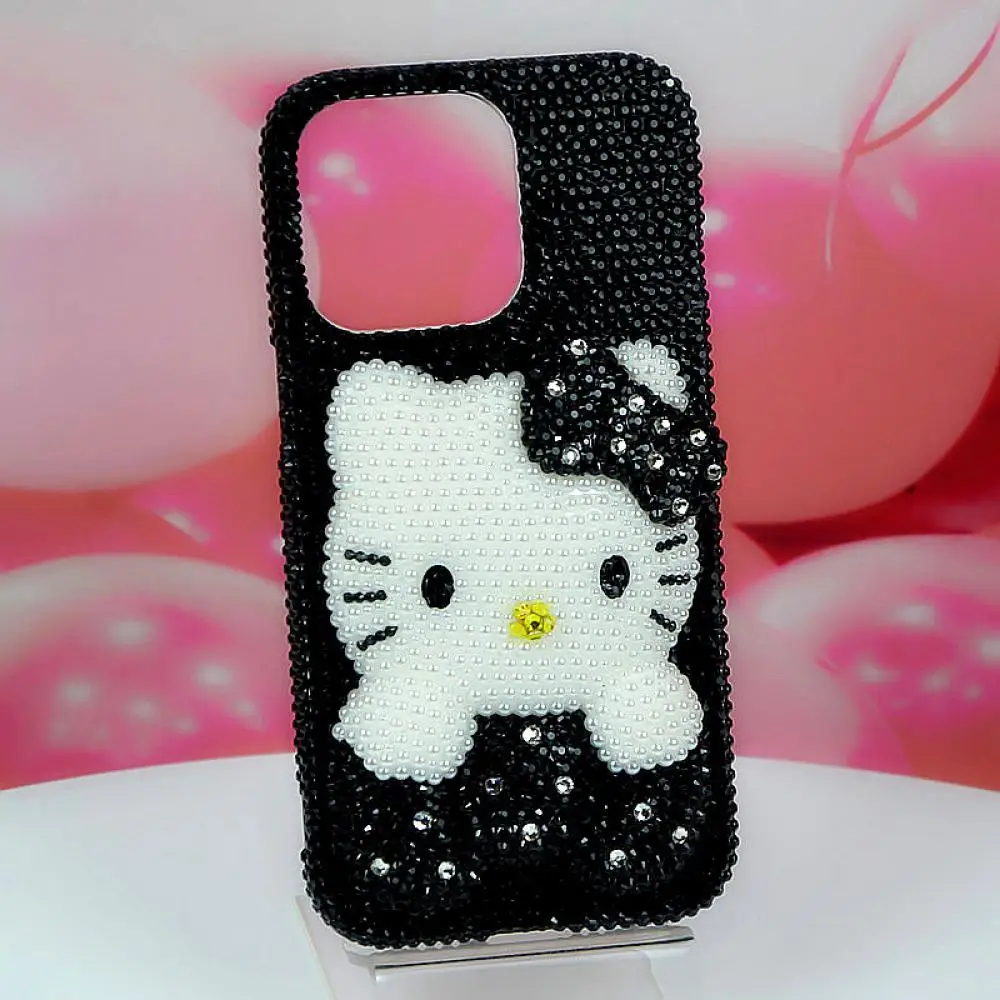 Sanrios Kawaii Hello Kitty Iphone 16Promax 15 14 13 Phone Case Cartoon Apple Phone Case Rhinestone Girlfriend Festival Gift