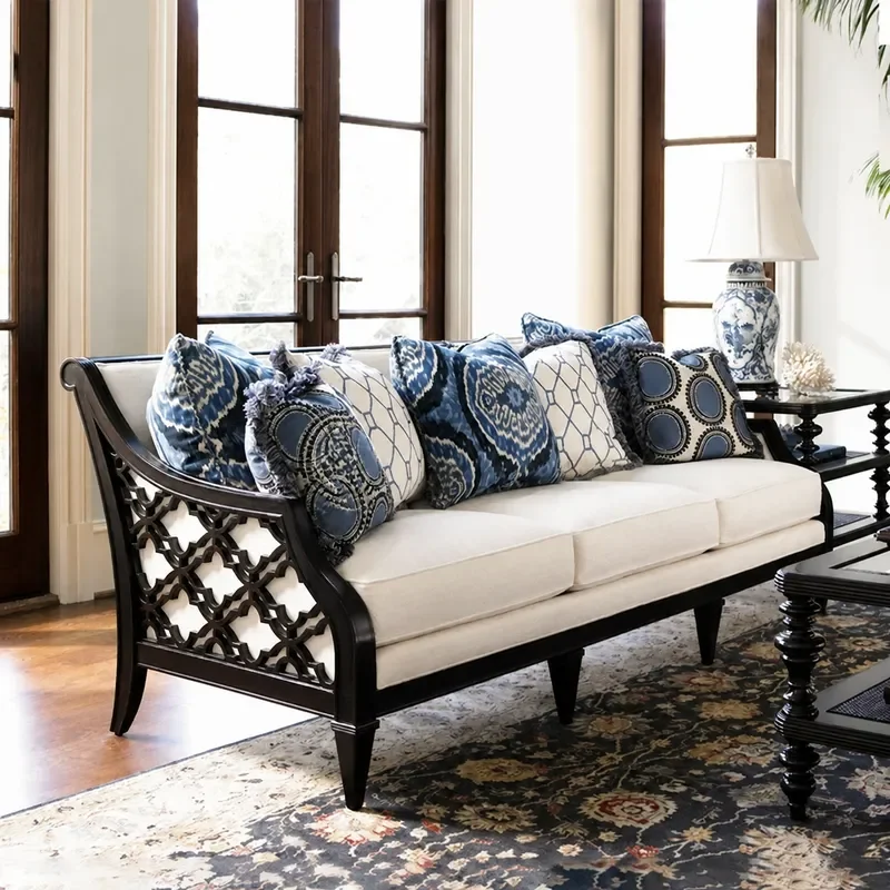 Solid Wood Fabric Sofa Set for Living Room Small Apartment Simple New Chinese Style Customizable Modern Furniture Combination